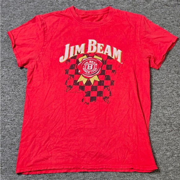 Jim Beam‎ Graphic Tee Red Short Sleeve T-Shirt Adult Women's Medium - Picture 1 of 3